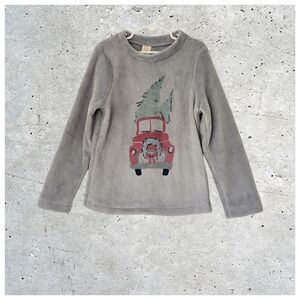 Munki Munki Girls Long Sleeve Crew Neck Fleece Grey  Christmas Top Pajama Size M